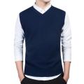 Spring Autumn Winter Solid Color Sweater Men's V-neck Bottoming Knitting Knitted Sweater Sleeveless Pullover Vest Sweater Men. 
