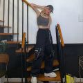 Gothic Harajuku Black Cargo Pants Women Chain Wide Leg Goth Hippie Streetwear White Trousers Loose Female Baggy Fashion Clothing.