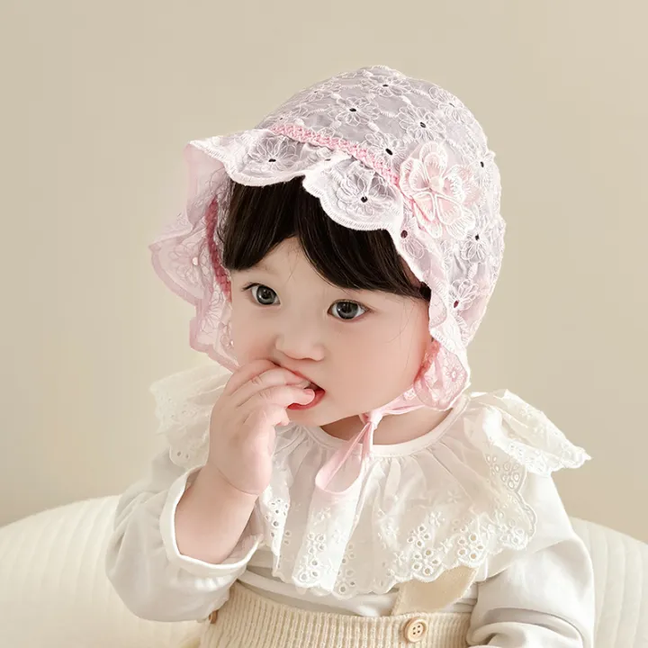 Lace%20Ruffle%20Baby%20Hat%20Cute%20Flower%20Infant%20Girl%20Princess%20Cap%20Solid%20Color%20Mesh%20Newborn%20Bonnet%20Summer%20Kids%20Lace-up%20Sun%20Hats%20-%20Image%204
