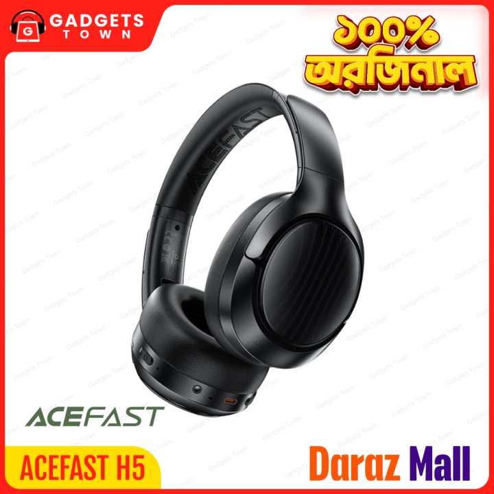 ACEFAST | H5 ANC Over-Ear Bluetooth Headphones | Bluetooth 5.4, 30dB ANC | 40mm Drivers | 65h Play (45h with ANC), 500mAh | USB-C 5V/1A | SBC/AAC | Foldable Design | For Android, iPhone & PC