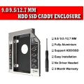 DVD to HDD 2nd SSD/HDD Caddy SATA Drive Enclosures - Black-9.5mm.