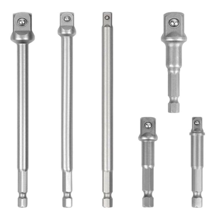6Pcs 6'' & 3'' Impact Grade Socket Adapter Set 1/4'' 3/8'' 1/2'' Drive 1/4'' Hex Shank