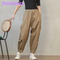 Amamia Summer Harem Pants Pockets Stretchy Waist Lady Harem Pants.