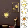 Creative Wrought Iron Metal Wall Decoration Round Wall Hanging Wrought Palm Leaf Ginkgo Leaf Background Wall Living Room Decor. 