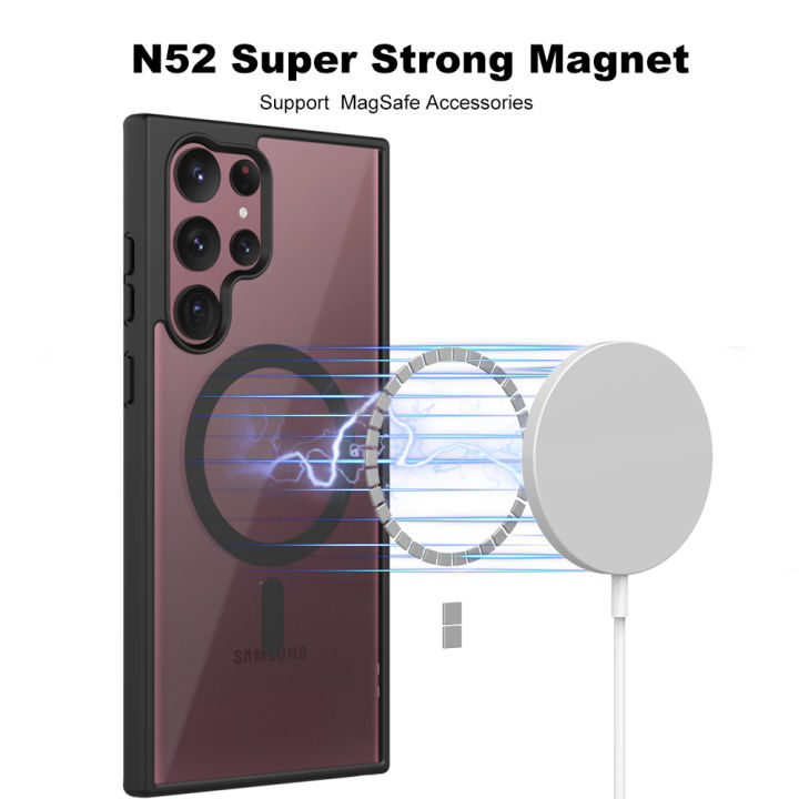 For%20Samsung%20Galaxy%20S22%20Ultra%205G%20Mobile%20Cover%20MagSafe%20Compatible%20Shockproof%20Transparent%20Slim%20Fit%20Wireless%20Charging%20supported%20Frosted%20Border%20Phone%20Back%20Case%20Mobile%20Cover%20-%20Image%207