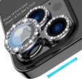 ELEF Diamond Stone Camera Lens Protector For iPhone 14 Pro Max,iPhone 14 Pro HD Clear Real Glass Protection Metal Alloy Full Fit Lens Ring For iPhone 14 Pro Max-Black.