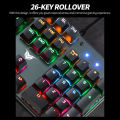 Wired Mechanical Keyboard 26-key Rollover/9 Backlit Modes/Double Shot Keycaps/Multifunctional Combination Keys/Blue Switch Black.