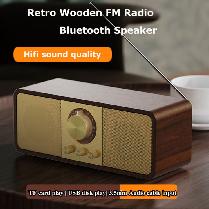 Portable Retro FM Radio Wooden Radios Receiver Wireless Hifi