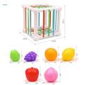 Baby Shape Sorter Storage Cube Bin Training Games Kitchen Fruits Toys Kids.