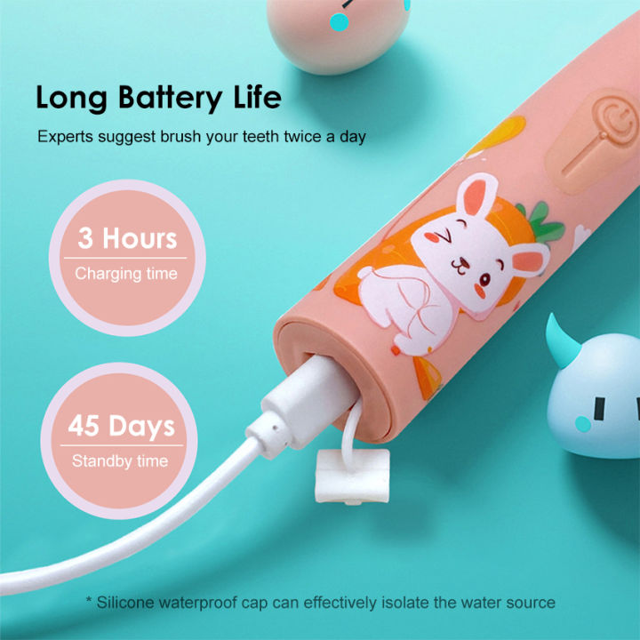 HEGRUS%20Electric%20Toothbrush%20Sonic%20Children's%20Electric%20Toothbrush%20Kids%203%20To%2012%20Years%20Old%20Cleaning%20Care%20Oral%20Bacteria%20Soft%20Hair%20Small%20Brush%20Head%206%20Replacement%20Brush%20Heads%20USB%20Charging%20Low%20Noise%20-%20Image%208