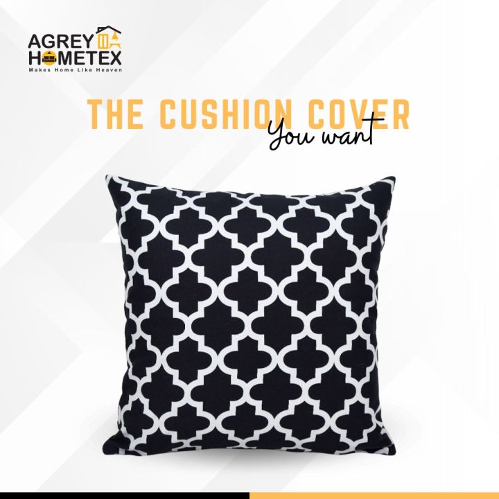 Cushion Cover, Black & White (16"x16") Only Cover, 1 Pcs