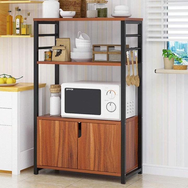 3 layer Kitchen Cabinet Shelf Organizer with Multi-Tier Shelf Microwave ...