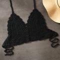 New Bikini Crop Top Women Crochet Boho Beach Camisoles Bikini Bralette Halter Cami Knitted Bra Backless Beachwear Tank Top. 