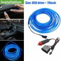 Neon Lamp Rope Tube Decorative With USB Drive Wire Strip Light LED Strip EL Neon Car Atmosphere Lights 2M Mood Lighting For Car.