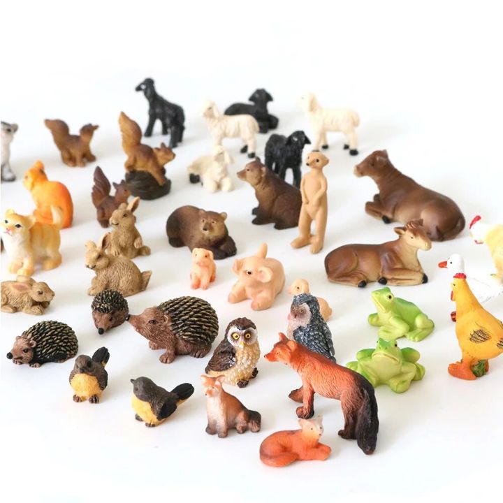 KEWUF – 30 Mini Figurines Animaux Variés – 15 Espèces – Pour Diorama, Jardin, Aquarium, Maison De Poupée