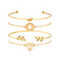 New Trendy Fashionable 4Pcs/ Set Women Simple Design Gold Plated Chain Bracelet for Girls Simple Stylish / Bracelets for Women. 