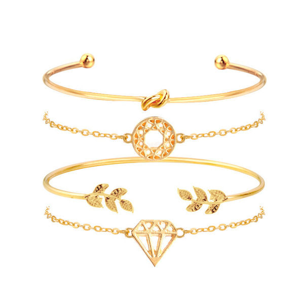 New%20Trendy%20Fashionable%204Pcs/%20Set%20Women%20Simple%20Design%20Gold%20Plated%20Chain%20Bracelet%20for%20Girls%20Simple%20Stylish%20/%20Bracelets%20for%20Women%20-%20Image%206