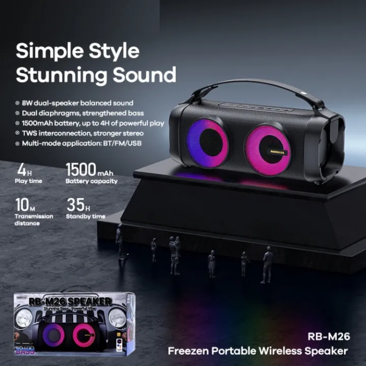 REMAX RB-M26 Freezen Portable Wireless Bluetooth Speaker RGB Lighting ...