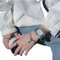 Teen boys' trendy black technology tonneo watches, casual fashion personality, Korean simple and cool watches. 