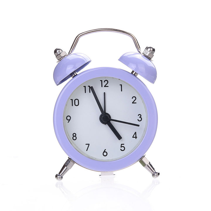 Mini Round Metal Alarm Clock Desk Stand Clock for Home Room Kitchen Office