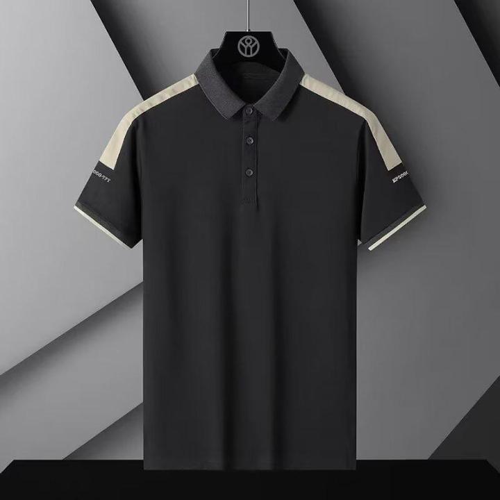 Summer%20New%20Solid%20Color%20Loose%20Short-sleeved%20Polo%20Shirt%20Men's%20All-match%20Light%20Mature%20Style%20Casual%20All-match%20Fashionable%20Lapel%20Top%20-%20Image%202