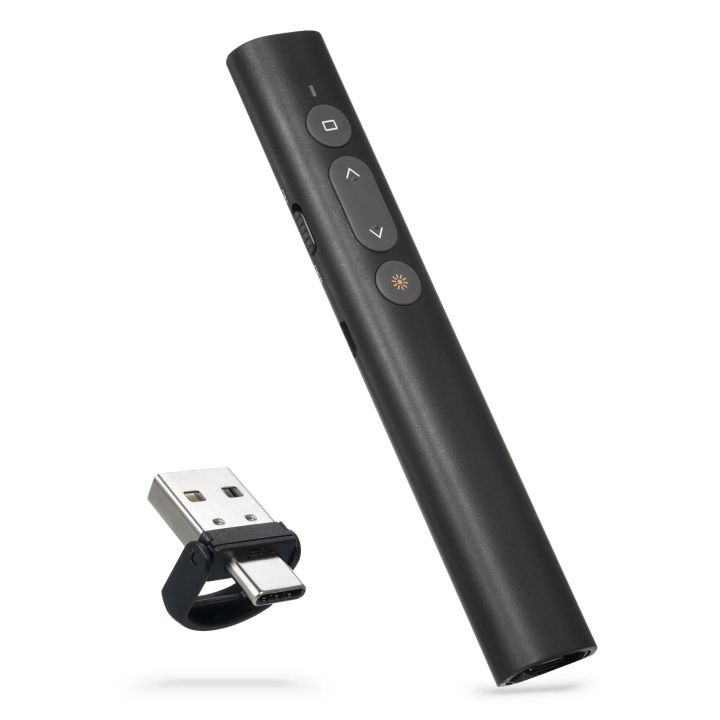 Bisofice Laser Presentation Pointer for PowerPoint PPT Clicker w/ USB/Type C Dual Head Receiver Wireless Rechargeable Clicker