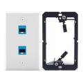 Ethernet Wall Plate with Low Voltage Mounting Bracket,Single Gang 2 Port Cat6 Keystone Ethernet Cable Wall Outlet.