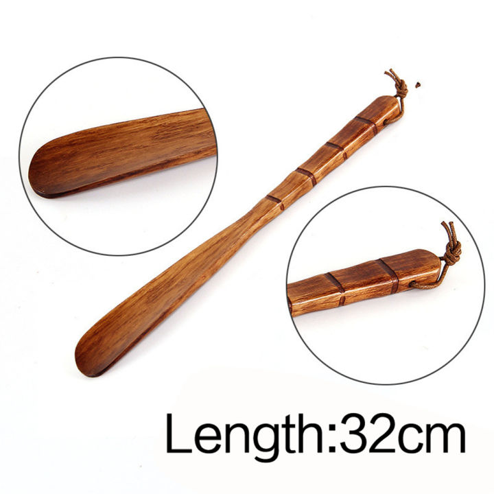 【Hengli jewelry story】（NEW）[Happy childhood memories]32/38/55cm New Durable Professional Wooden Shoe Horn Flexible Long Handle Shoehorn Useful Shoe Lifter Spoon Home Tools Supplies