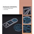2 Pcs Multifunctional Geometric Ruler Plastic Circle Drawing Tool Drafting Templates Clear Graphic Design Tools. 