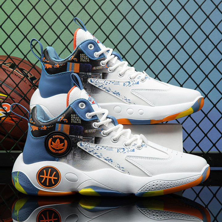 High-top men's sneakers, spring basketball shoes, leather running