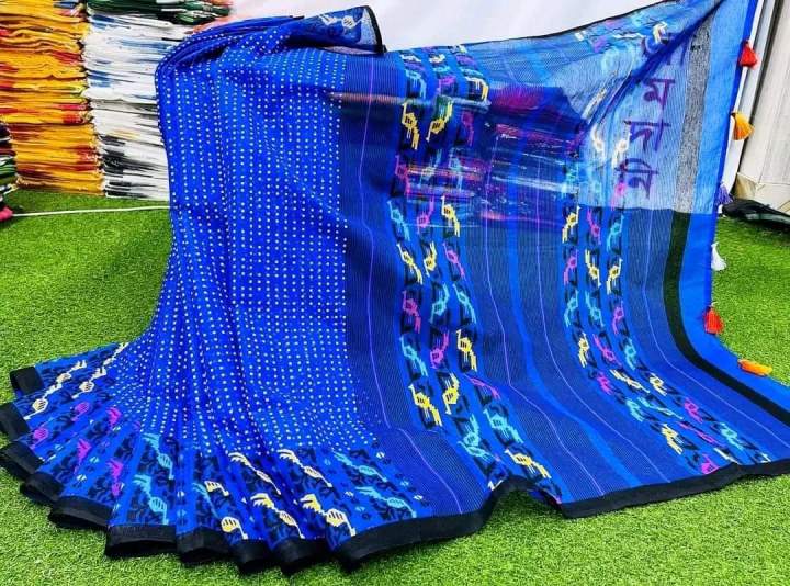 New Half Silk Screen Print Saree For Woman