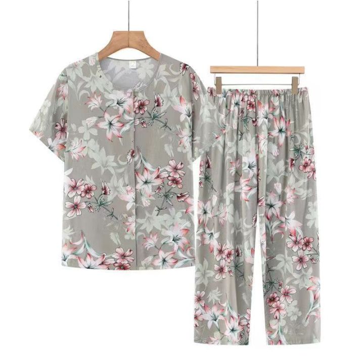 Middle-aged%20and%20elderly%20cotton%20silk%20pajamas,%20women's%20summer%20thin%20short-sleeved%20two-piece%20suits,%20summer%20cotton%20cotton%20silk%20home%20clothes%20can%20be%20worn%20outside%20-%20Image%203