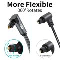 EMK Optical Cable 90 Degree Right Angle Toslink Cable Optical Audio Cable SPDIF Nylon Braided for Soundbar, Smart-TV, Speaker. 