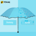 VISHAL Flowering in Water Umbrella for Women Thickened Black Glue Folding Anti-UV Sun/Rain Umbrella Hand Movement Sunshade Tool.