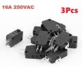 3Pcs- Without Lever 3Pin Limit Switch Micro Limit Switch 16A 250VAC SPDT Limit Switche 3 Pin KW7-0 KW7 T125 5E4 Common Terminal Switches For Microwave Oven Game Machines Electric Cookers Blender.