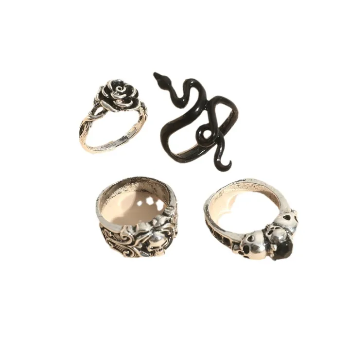 Fashionable%20hip-hop%20cool%20style%20diamond%20ring,%20rose%20ring,%20snake%20shape%20set,%20men's%204-piece%20ring%20set%20-%20Image%205