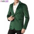 Green Velvet Blazer Jacket Men 2023 Autumen New Single Breasted Notched Lapel Dress Blazers Mens Solid Color Sports Coat Male. 