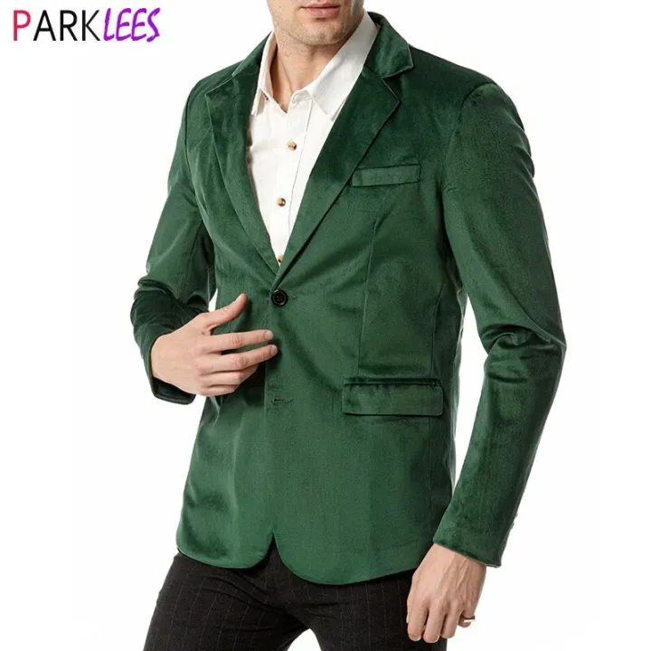Green Velvet Blazer Jacket Men 2023 Autumen New Single