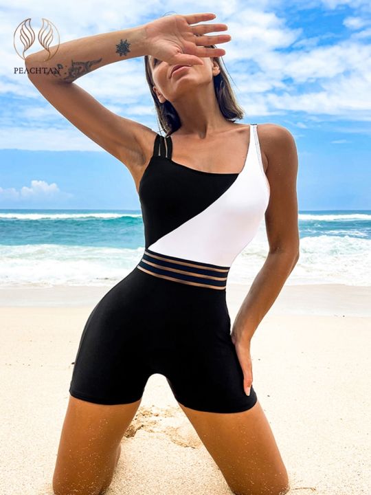 One Piece Swimsuit Women Push Up Swimming Suit patchwork Bathing