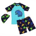 Children Boy Swimsuit Cartoon Dinosaur 2 Pieces Swim Suits Sunblock Beach Costume Bodysuit With Cap Kids Boys Swimwear 2-13Y. 