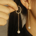 Fashion Korean Vintage Non-piercing Pearl Tassel Ear Hook Long Hanging Drop Earrings Jewellery Gift For Women. 