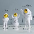3pcs/set Craft Resin Astronaut Ornament Figure Statue Waterproof Exquisite Astronaut Decorative Ornament Creative Funny Spaceman Desktop Decor Modeling Kid.