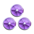 Pill Box, 7 Day Pill Dispenser, Round Pill Box, Mini 7 Day Circular Shape Rotary Style Pill Cases Purple.