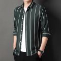 Plus Size 5XL-M High Quality Business Formal Striped Shirts Men Long Sleeve Casual Slim Fit Tuxedo Shirts Social Club Clothing.