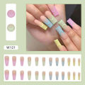 【7Rings Store】（NEW） 24Pcs With False Nails Cute Pattern False Nails With Design Press On Nails Nails Cover Water Proof Nail Art[W121-160]. 