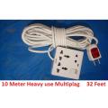 10 Meter / 32 Feet Handmade 3 port / 8 Pin Multi plug (Heavy Duty + Long lasting) Universal Socket 100% Copper 40/76 Cable.