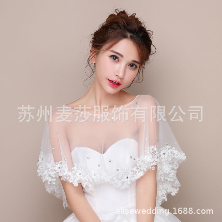 mesh lace shawl women's thin pullover cape bridal wedding dress wedding shawl eBay amazon