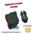 One Hand RGB Gaming Keyboard and Backlt Mouse Combo,USB Wired Rainbow Letters Glow Single Hand Mechanical Feeling Keyboard with Wrist Rest Support, Gaming Keyboard Set for Game.