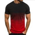 European and American Summer Men's Casual Sports T-shirt Fashion Gradient Round Neck Short Sleeve Men's Sweatshirt. 