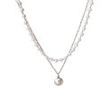 Korean Fashion Pearl Choker Necklace Women Cute Girl Gold Double Layer Chain Pearl Pendant Necklace Fairy Simple Clavicle Chain Jewelry Gift.